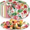 50 Pcs Hawaiian Luau Oval Paper Plates Tropical Luau 10'' x 12''